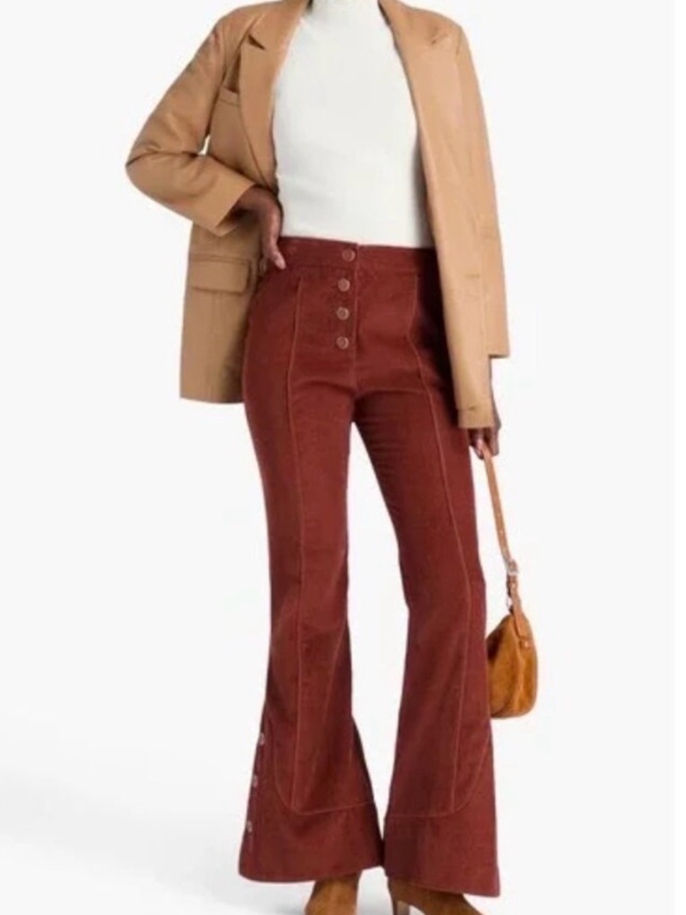 FARM Rio Burnt Orange Corduroy Flare Pants